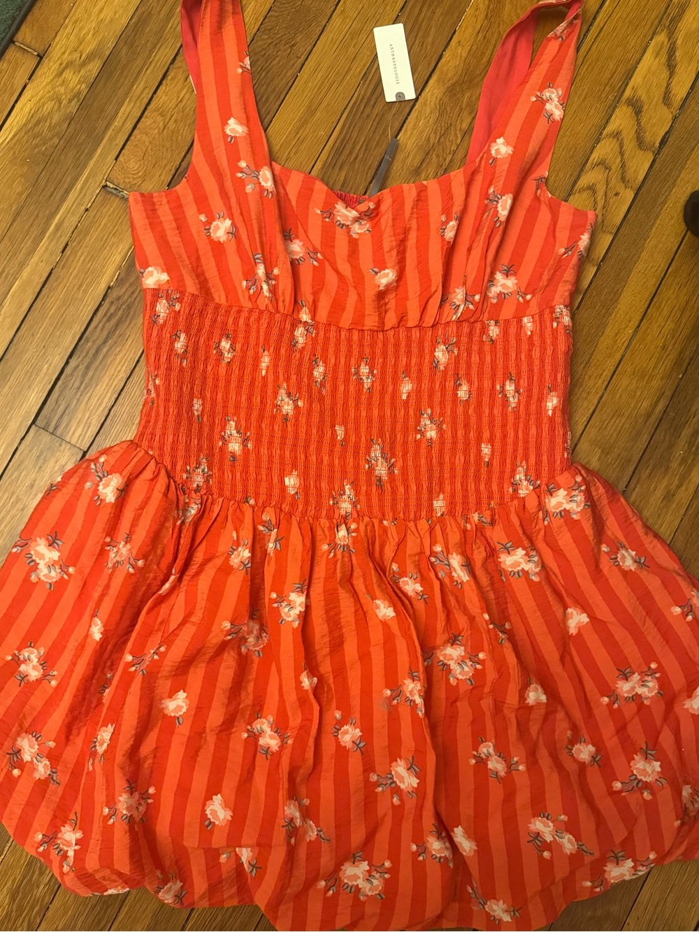 Anthro Red Floral Striped Sundress